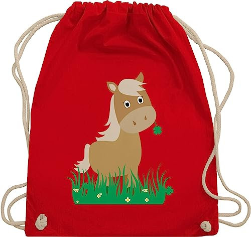 Shirtracer Turnbeutel Rucksack - Taschen - Süßes Pferd I Pferde Geschenk Reiten I Pferdemädchen - Unisize - Rot - kindergartentasche pferdebeutel pferdeliebhaber horse juterucksäcke tiere kinder