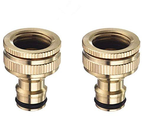 TOPWAYS® 2X Hahnverbinder Anschluss für Wasserhähne mit Gewinde, 1/2 '' 3/4 '' BSP 2in1 Messing Tap Connector Faucet Adapter Garten Hahnverbinder Wasserhahn Anschluss für Wasserhähne mit Gewinde