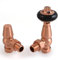Faringdon Traditional Thermostatic Radiator Valve Set - Brushed Copper Radiator Valves | Angled TRV & Lockshield