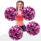 AUHOTA 4 Stück Metallfolie Cheerleading Pom Poms, Cheerleader Pompons Handblumen zum Sport Cheers Ball Dance Kostüm Nacht Party Team Spirit (6 Zoll) (Rose/Silber)