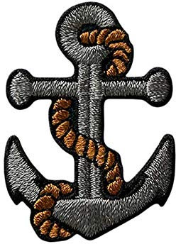 Mono-Quick Bügelbild Aufnäher Patch Applikation zum Aufbügeln Maritim Anker mit Seil grau 3,0 x 4,3 cm
