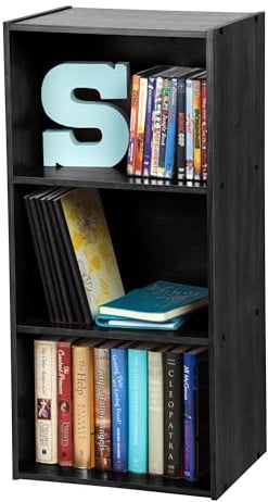 Iris Ohyama Modernes Bücherregal, 3 Etagen, 40cm breit, Schwarz, Vielseitig, Modular, Offenes Regal, Für Wohnzimmer, Büro, Schlafzimmer, Platzsparend, Bücher, CD, Dekor, Einfacher Aufbau, CX-3