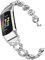 ahayo Replacement Strap for Fitbit Charge 6 / Charge 5, Alloy Metal with Bling Crystal Women Hollow Quick Release Wristband for Fitbit Charge 5 Activity Tracker (Silver)