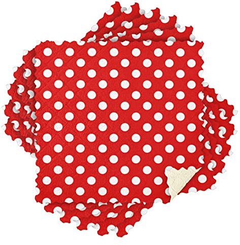 Geschirrtücher für die Küche, gepunktet, weich, schnell trocknend, saugfähig, Mikrofaser-Reinigungstuch, 27,9 x 27,9 cm, Rot / Weiß