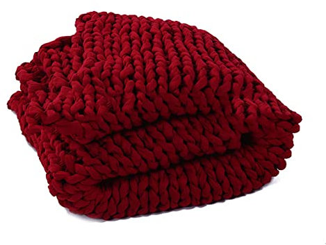 RGRE Gestrickte Grobe Strickdecke Wolle Kuscheldecke 50x50cm, Grobstrick Wolldecke Strickdecke Tagesdecke, Super Weiche Warme Handgewebte Decke, Babydecke Bettdecke