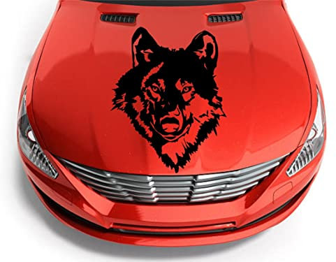 Wolfskopf Auto Aufkleber für Wohnmobil, Van und Motorhaube - Großformat 55x43 cm, Hochwertig und Wetterfest, Ideal für Tier- und Naturfans (Schwarz)