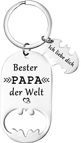 AITENME Schlüsselanhänger Flaschenöffner mit Gravur Bester Papa der Welt - Geschenk für den Vater zum Vatertag/zu Weihnachten/zum Geburtstag