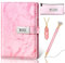 TaoBary Pink Marble Diary with Lock Journal Notebook Kit Gift for Girls and Women, Include A5 Lined Journal Notebook with Pink Crystal Stone, Pink Small Pencil Case Pen Pouch, Pink Glitter Diamond Pen