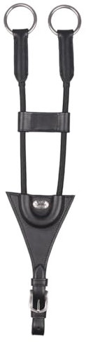 QHP Martingal-Gabel aus Leder mit elastischen Kordeln Gabel für Vorderzeug (Cob Vollblut, Schwarz)