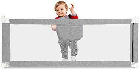 Ikodm Rausfallschutz Bett 180CM, Bettgitter Bettschutzgitter Kinderbettgitter für Kinder, Rusfallschutz Kinderbett für Kinderbetten, Elternbetten Anti-Fall - Grau