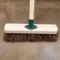 10” Stiff broom Natural Bassine Hard Bristle Sweeping Broom Brush Outdoor Heavy Duty with Wooden Handle for Patios and Deck Cleans Dirt Perfect for Commercial and Industrial Cleaning (Pack of 1)