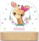 GRAVURZEILE Personalisiertes LED Nachtlicht für Kinder - Blumenkranz - Personalisiert mit Namen - Nachttischlampe für das Kinderzimmer - Geschenk für Kinder & Babys - Baby Geschenk - Giraffe