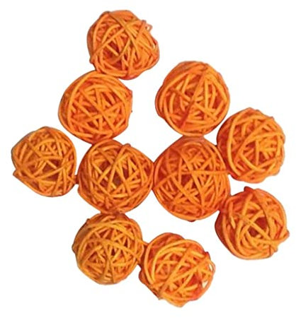 10 palline di vimini da 3 cm, per feste di Natale, decorazioni per feste, colore: arancione