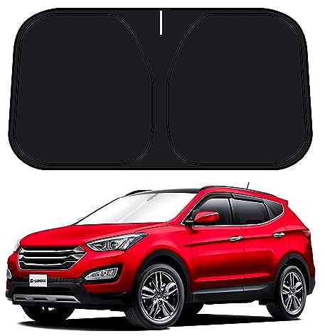 D-Lumina Parasol para parabrisas para Hyun-dai Santa Fe 2013-2018, accesorios para ventana delantera, protector de visera que bloquea los rayos UV del calor, plegable, 2 capas, material 210T