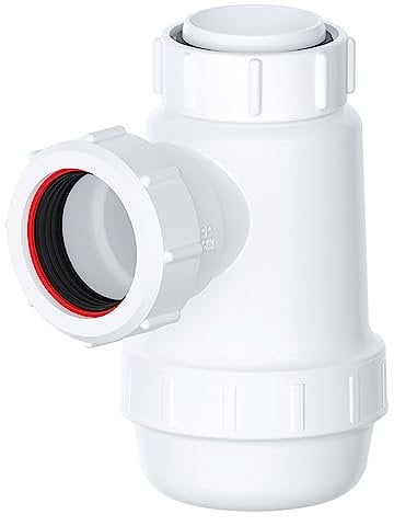SPARES2GO Waste Bottle Trap 38mm Shallow Bathroom Kitchen Sink Basin Bidet Urinal Seal (40mm 1.5)