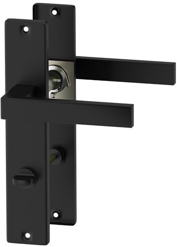 ERGO line CUBE Schwarz Türbeschlag Türgriff für Badtüren Langschild Drückergarnitur, Türbeschlag, Türklinke, Türklinke Schwarz, Türdrücker