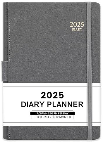 Terminplaner 2024 - A5 Terminplaner 2024 Tag pro Seite, Terminplaner 2024 von Januar 2024 bis Dezember 2024, mit Kunstledereinband, Monatliche Registerkarten, Innentasche, 14,3 x 21 cm, Grau