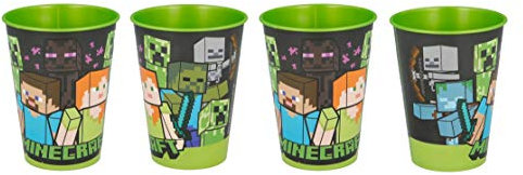 4 bicchieri per bambini da 260 ml/a scelta: Incredibles Spiderman – Batman – Thomas – Mickey/bicchiere in plastica senza BPA, regalo per ragazzi (verde giocatore)