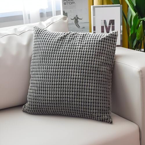 2er Set Sofakissen mit Füllung ( 30x50cm ), Modell Sven grau Kordsamt versteckter Reisverschluss, geeignet als Couchkissen Dekokissen Zierkissen, Premium Füllkissen inklusive, Doppelpack