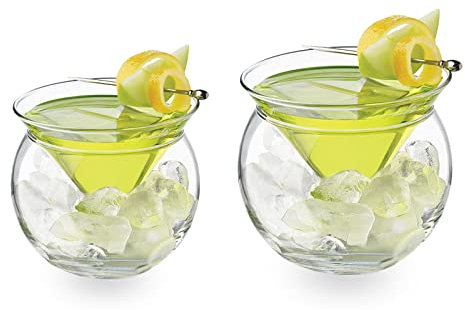 MODUDY Martini-Gläser, 2-teiliges Martini-Cocktailglas-Set, Exquisites Martini-Glas ohne Stiel, Martini-Glaswaren, Cosmopolitan-Gläser, Transparente Martini-Trinkgläser für(Große Größe 260 ml)
