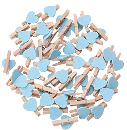 Abaodam 50 Pezzi di Clip A Forma di Cuore in Legno Set di Clip per Foto Mini Clip di Fissaggio per Decorazioni Fotografiche per La Casa