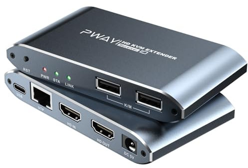 PW-DT265HK HDMI KVM USB Extender 492 Fuß/150 m für Tastatur und Maus Fernbedienung, überträgt 1080P Signal über Cat5e/6, unterstützt eins zu eins, USB 1.1 und Loop Out