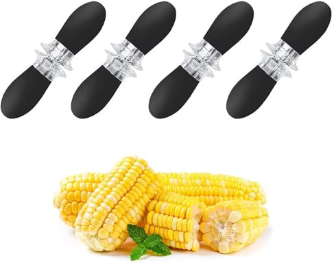 4 Par Pinchos para Mazorcas de Maíz, Soporte para Mazorcas de Maíz, Pinchos de Barbacoa de Maíz Inoxidable, Brochetas de Acero Inoxidable para Maíz, para Camping BBQ Picnic Fiesta