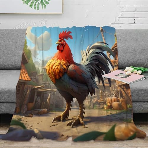 3D Drucken Blanket Big Hahn Sofadecke Microfaser Bequem Und Atmungsaktiv Superweiche Decke Weich Und Warme Für Bett Sofa Schlafzimmer Büro 50x60inch(127x152cm)