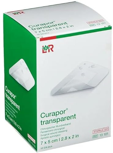 CURAPOR transparent 7 x 5 cm, Chirurgischer Wundverband, steril, 50er Pack