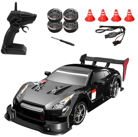 Hylukon RC Drift Car, 2.4GHz 4WD Remote Control Racing Car with Lights, High Speed 40km/h, Kids Gift RTR