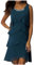 Robe de Plage Dentelle Boheme Robe Femme - Grande Taille Robes Chemise Ample Dos Nu Robe Spaghetti ​Imprimé Fleuri Fashion Dos Nu CôTé Fendues Robe Dentelle Robe Bleu Roi （ Marine, XL