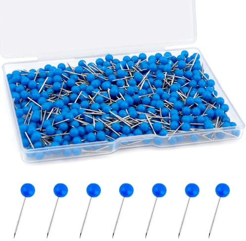 500 Pièces Carte Punaises,Punaises Tableau Liège,Punaise,Punaise Murale,Épingles Et Punaises,Aiguilles en Acier Punaises,pour Tableaux en Liège,D'Affichage,Convient Aux Cartes du Monde(Bleu Marine