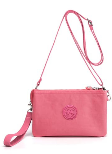 LassZone Small Crossbody Bag for Women Girls Nylon Crossbody Phone Purse Mini Shoulder Handbags Clutch Wallet with Wristlet Adjustable Shoulder Straps
