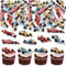 Blumomon 48Pcs Edible Race Car Cupcake Toppers Edible Happy Birthday Cake Decoration Racing Car Cupcake Picks for Racing Sports Theme Baby Shower Boys Birthday Party Cake Supplies