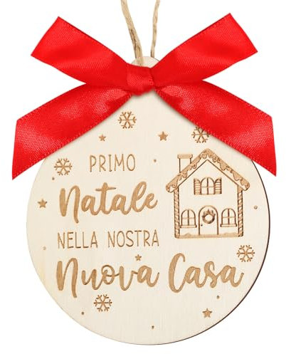 BOFUNX Decorazioni Natalizie per Nuova Casa - Palline di Legno per Albero di Natale - Ornamenti Natalizi Personalizzati DIY