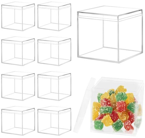 Xishoyen 10 Stück Acrylbox, Transparent Acryl Würfel Box, 5,5x5,5x5,5cm Geschenkbox Durchsichtig, Kleine Acryl Box mit Deckel für Schmuck, Vitrine, Aufbewahrung, Süßigkeiten