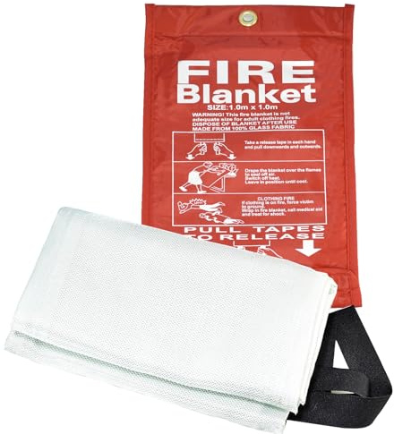 RIVERWELD Fire Blanket for Home Kitchen Emergency Fire Suppression 1.0x1.0m | Fireproof Blanket Retardant Blankets Fire Safety & Emergency Supplies for House Car Fireplace Camping Picnic Grill