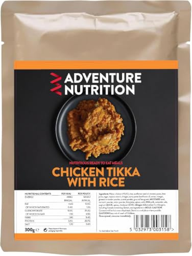 Adventure Nutrition Rogan Josh Curry with Rice Ready-to-Eat – Authentic Indian Meal, Lightweight Camping Food, High-Protein Backpacking Meal, Long-Lasting Emergency Survival Ration