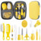 Baby Gesundheitswesen und Pflegeset, Säuglingssicherheitspflege Set mit Haarbürste, Kamm, Nagelknipser, Baby Essentials Kit für Neugeborene Mädchen Jungen (Gelb14 in 1)
