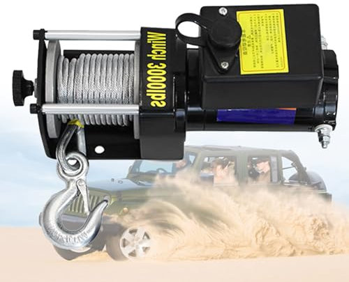 VNATWGOO wasserdichte Elektrische Fahrzeugseilwinde 3000Lb-4000Lb, 12V/24V Doppelsteuerung FüR GeläNdebergung, Sandselbstrettung, Schwerlastanheben, NotfalleinsäTze,3000lb-24V