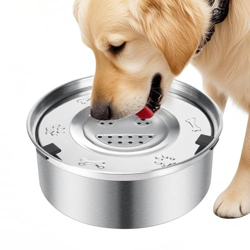 Luziyun Bebedero Perro Antigoteo de Acero Inoxidable 304 Tazón Flotante Antideslizante para Perros Medianos/Grandes - Cuenco de Agua Sin Derrames y Antisalpicaduras