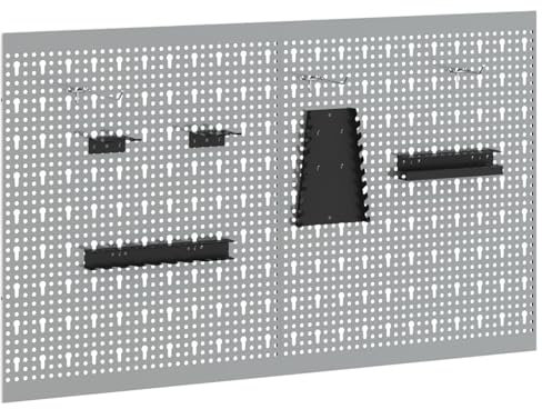 vidaXL Panneaux perforés 2 pcs avec 8 Accessoires Gris 50x60 cm Acier