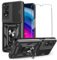 2-in-1 Case for TCL 505 Tempered Glass with Slide Camera Protection Cover Screen Protector Phone Case Heavy Duty Military Grade Protective Cover phone holder,Blue