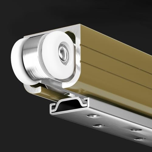 Kit de riel para puerta corredera de granero con rodillos lisos, colgador de riel único para uso comercial y doméstico para puertas de 1 pulgada o 2.2 pulgadas de grosor (4 ruedas de 50 cm)