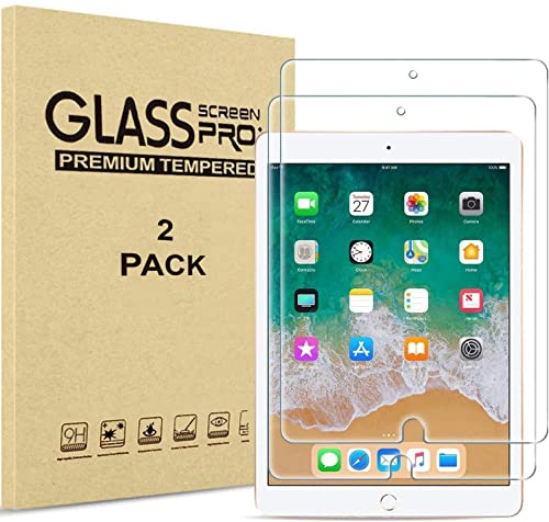 Lot de 2 films protecteurs d'écran pour iPad 9,7 (2018/2017), iPad Air 2 et 1, iPad Pro 9,7, en verre trempé, compatible avec Apple Pencil