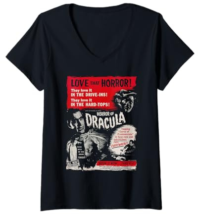 Damen Love That Horror of Dracula Filmposter Art Christopher Lee T-Shirt mit V-Ausschnitt