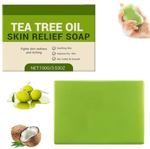 Tea Tree Oil Soothing Soap, Natural Soap for Foot & Body, Odor Controlling & Everyday Cleanse, Smooth Skin, Nourishing Cleansing, Moisturizing Feeling, No Tightness or Dryness After Washing. (1pcs)