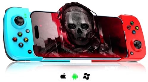 Koiiko Controller da gioco wireless per iPhone/iPad/iOS/Android/Samsung/PC, con pulsante posteriore, estensibile, Bluetooth 5.0 a bassa latenza, riproduzione diretta per CODM, Diablo Immortal, blu e
