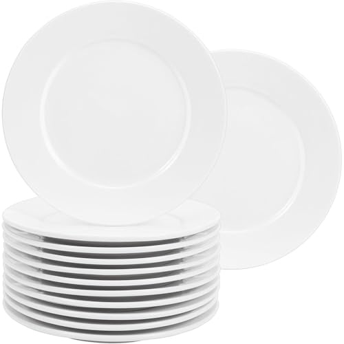 Preocea 12 Pcs Porcelain Dessert Plates, White Appetizer Plates, 15cm/6in