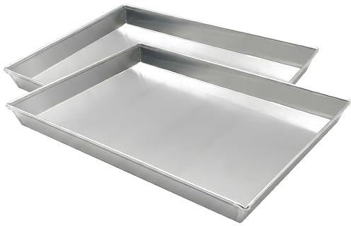 Set 2 Teglie per forno Rettangolare Pizza Lasagna Arrosti pasticceria 45x35x3 cm in Alluminio Puro 99,5% Professionale Made in Italy Alta Conducibilità Termica Ideale in Cucina Casalinga Ristorazione